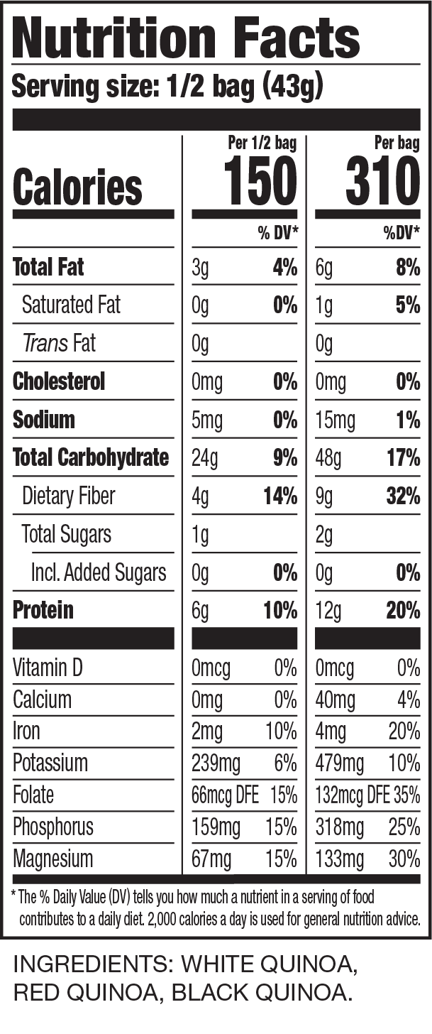 Nutrition Facts Quinoa