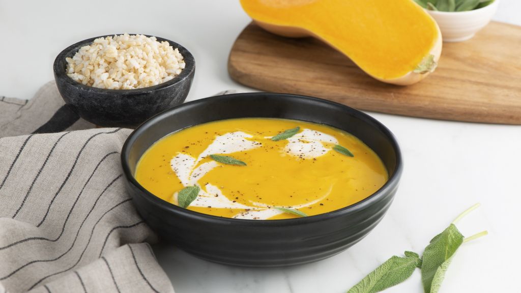 butternut-squah-soup-with-whole-grain-brown-rice
