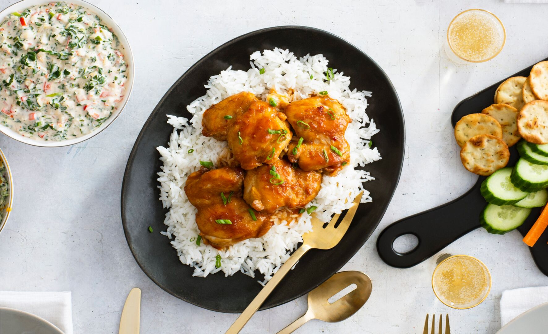 Braised and BBQ Chicken with White Rice