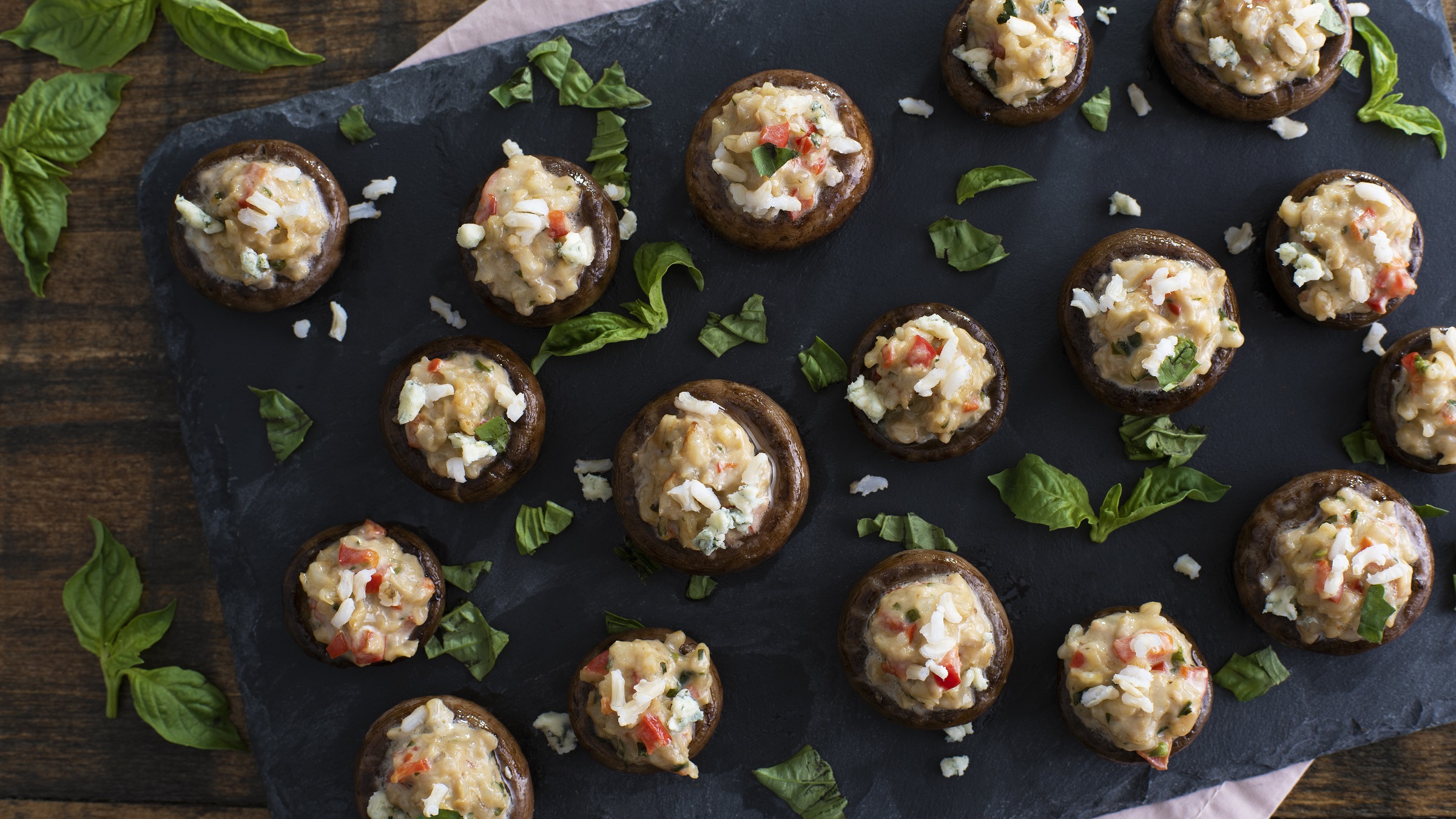 Blue Cheese Stuffed Mushrooms with Brown Rice Success® Rice
