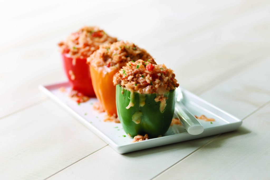 Zesty Stuffed Peppers In a Line