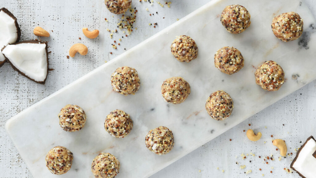 Aloha Quinoa Power Balls on a tray