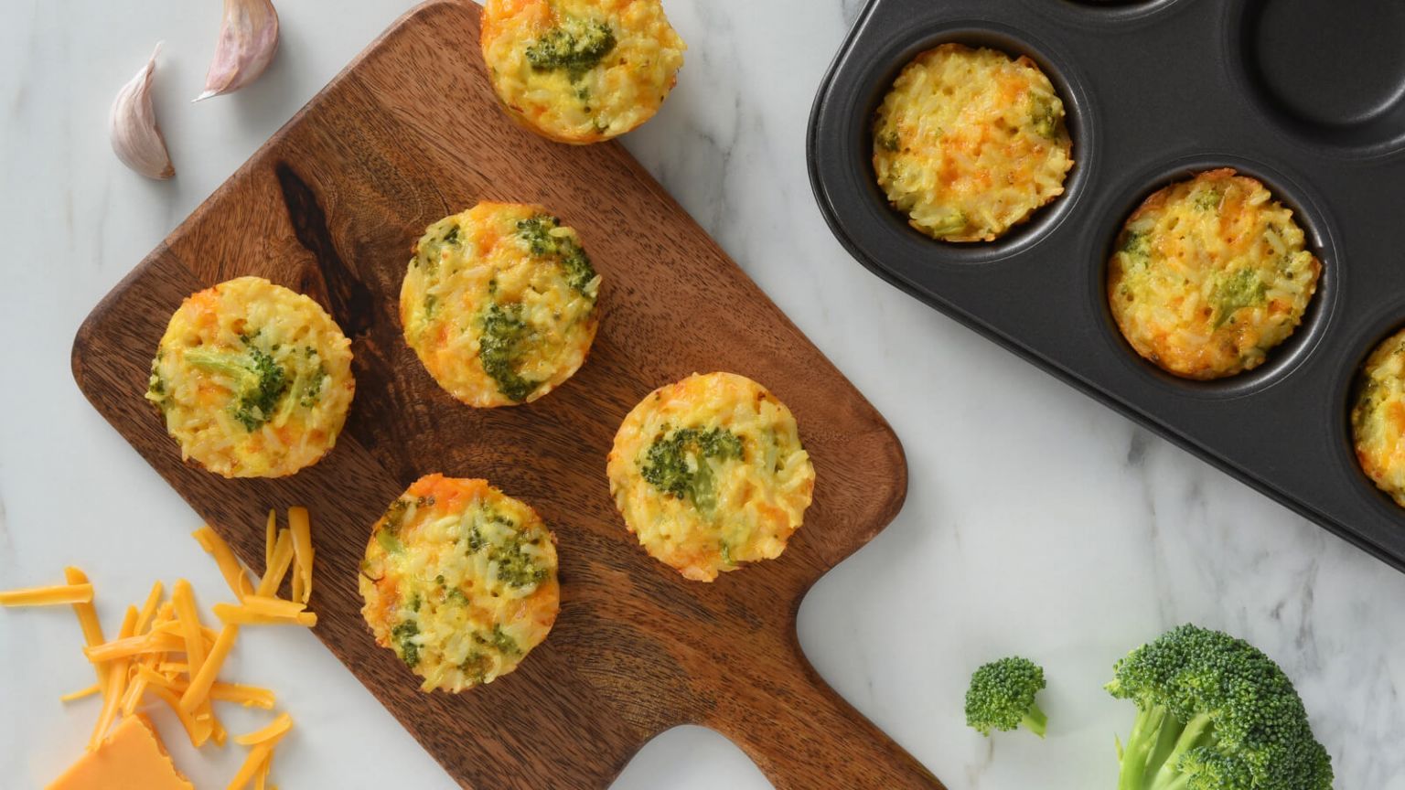 Broccoli and Cheddar Rice Cups
