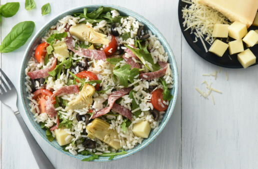 Italian Rice and Antipasto Salad with White Rice