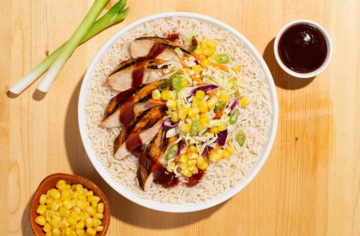 BBQ Chicken Rice Bowl with corn