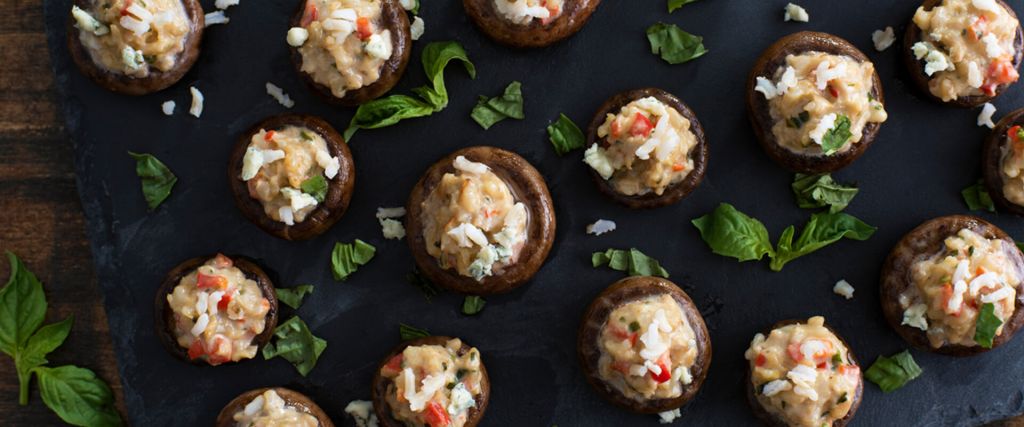 Blue Cheese Stuffed Mushrooms with Brown Rice