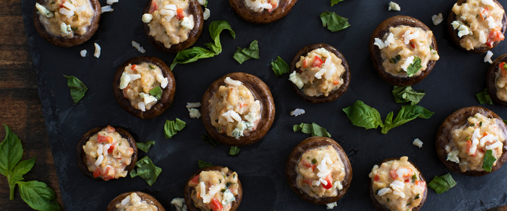 Blue Cheese Stuffed Mushrooms with Brown Rice Success® Rice