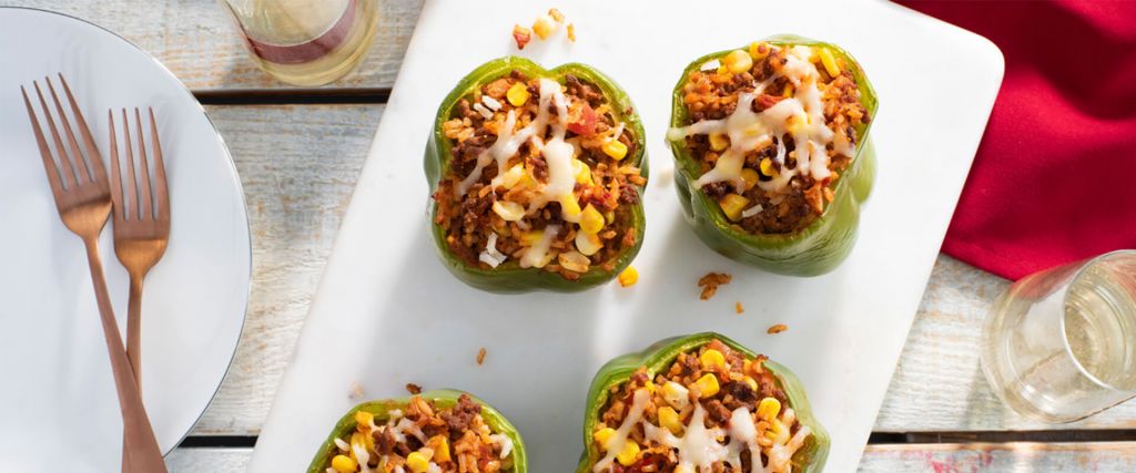 Easy Santa Fe Style Stuffed Peppers with Brown Rice