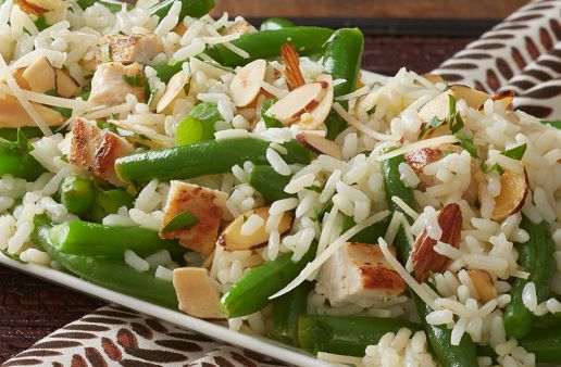 Chicken Green Bean Rice Amandine with White Rice and Toasted Almonds