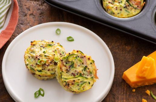 Ham, Cheddar Cheese and Zucchini Breakfast Cups with Quinoa