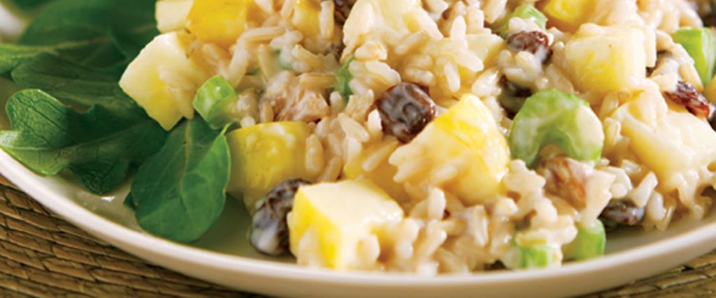 Waldorf Brown Rice Salad with walnuts and raisins