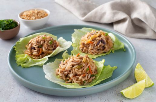 Thai Chicken and Rice Lettuce Wraps