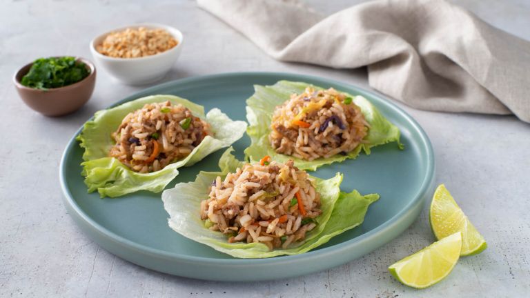 Thai Chicken and Rice Lettuce Wraps