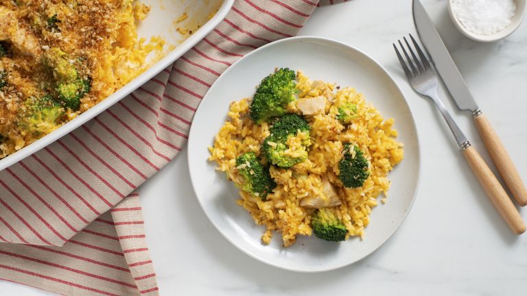 Home-Baked Cheesy Chicken and Broccoli with Rice