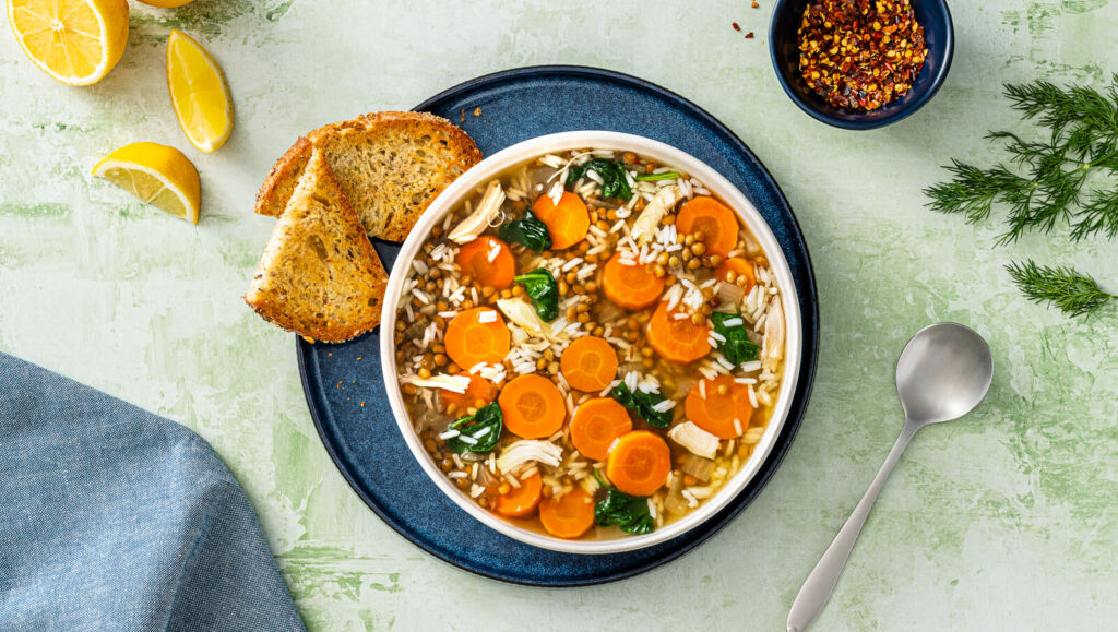 hearty chicken lentil and rice soup