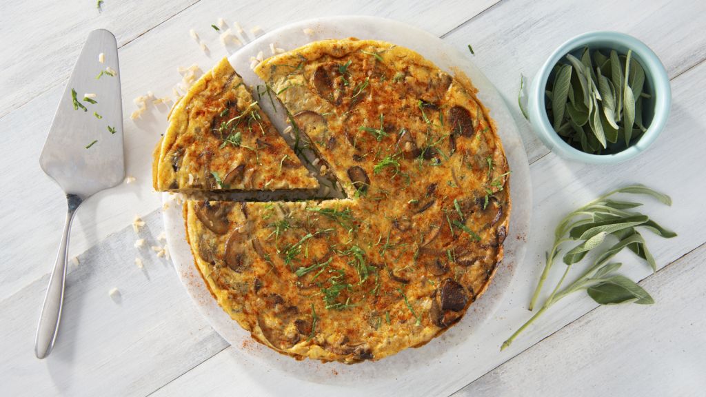 Tortilla Española with brown rice and Manchego cheese