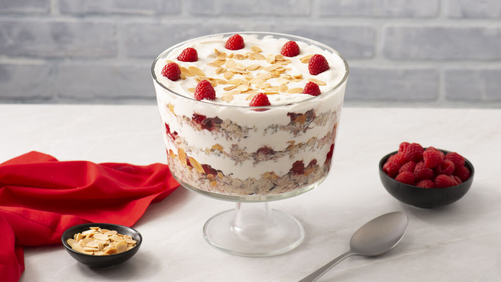 Cran-raspberry quinoa rice pudding trifle