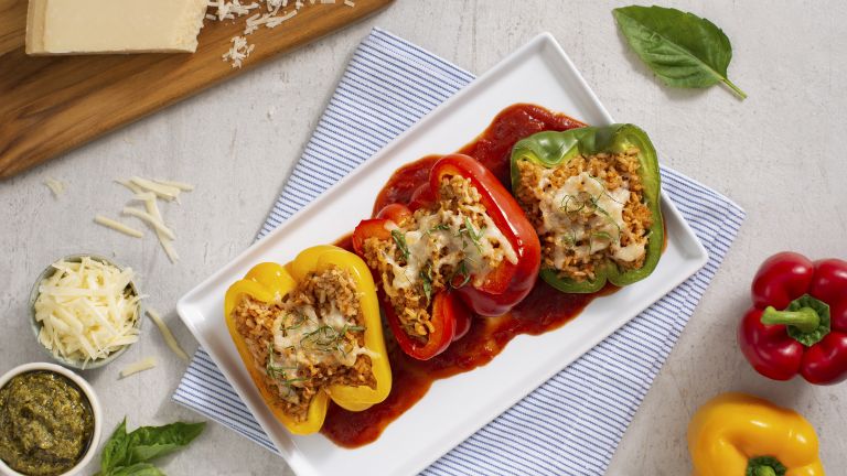 Parmesan Rice Stuffed Peppers