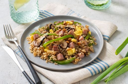 fried-rice-with-pine-nuts-ham-green-bell-pepper-eggs-and-mushrooms