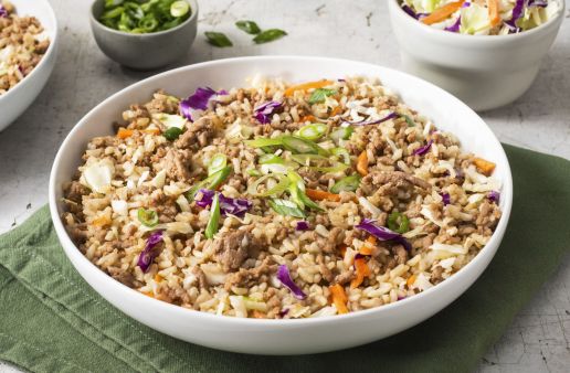 Turkey-egg-roll-in-a-bowl-with-brown-rice-and-coleslaw-mix