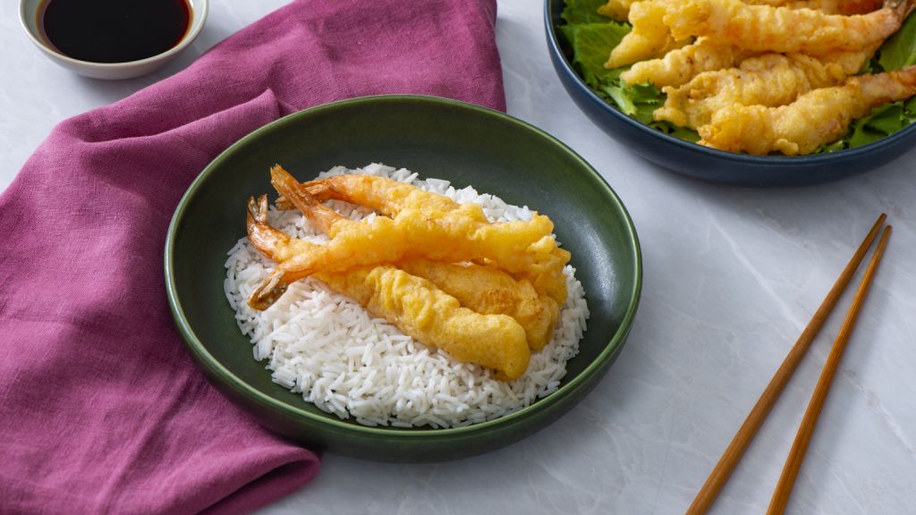 Shrimp tempura dinner rice bowl