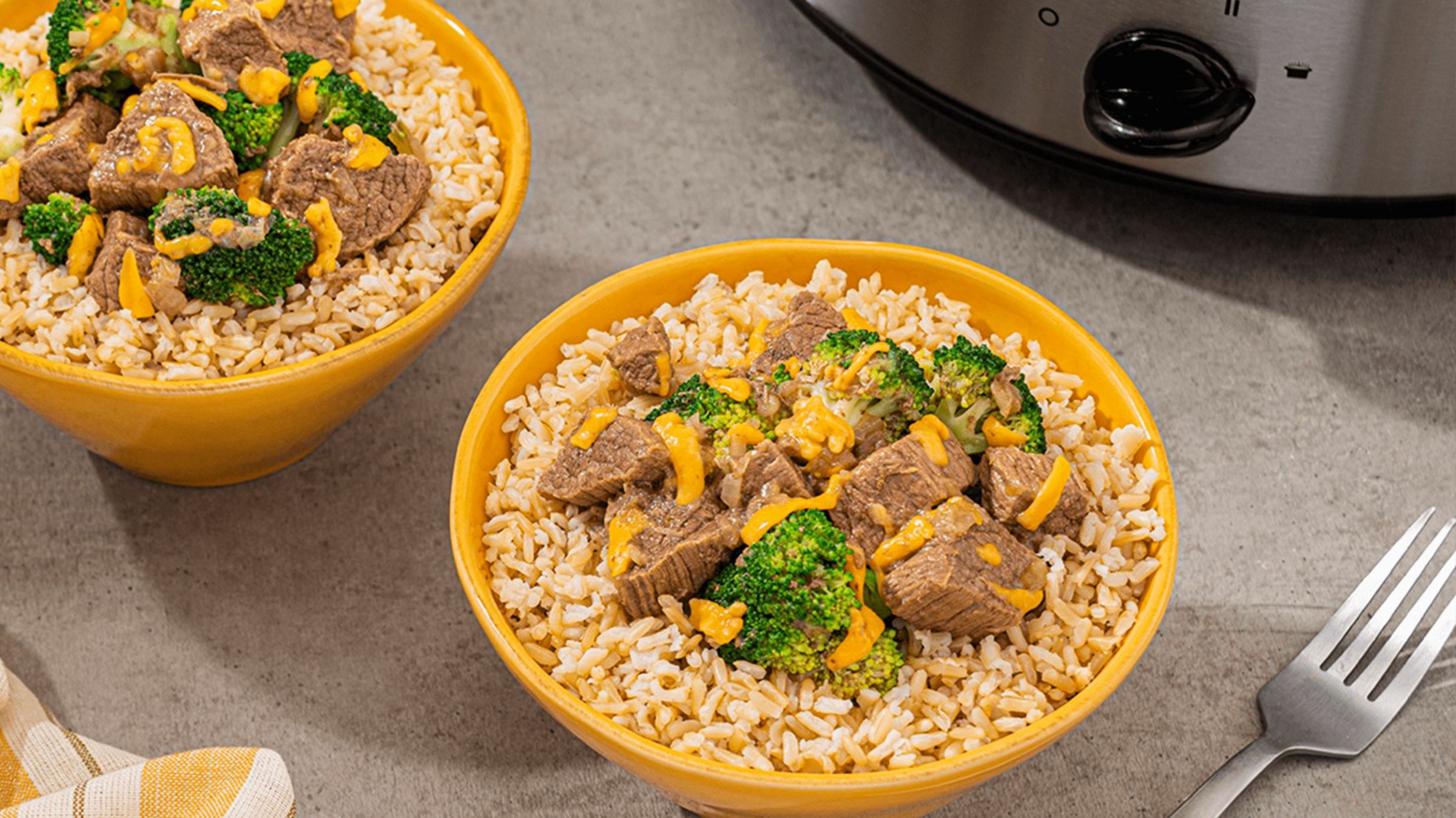 Broccoli and Beef Crockpot with Brown Rice Success® Rice