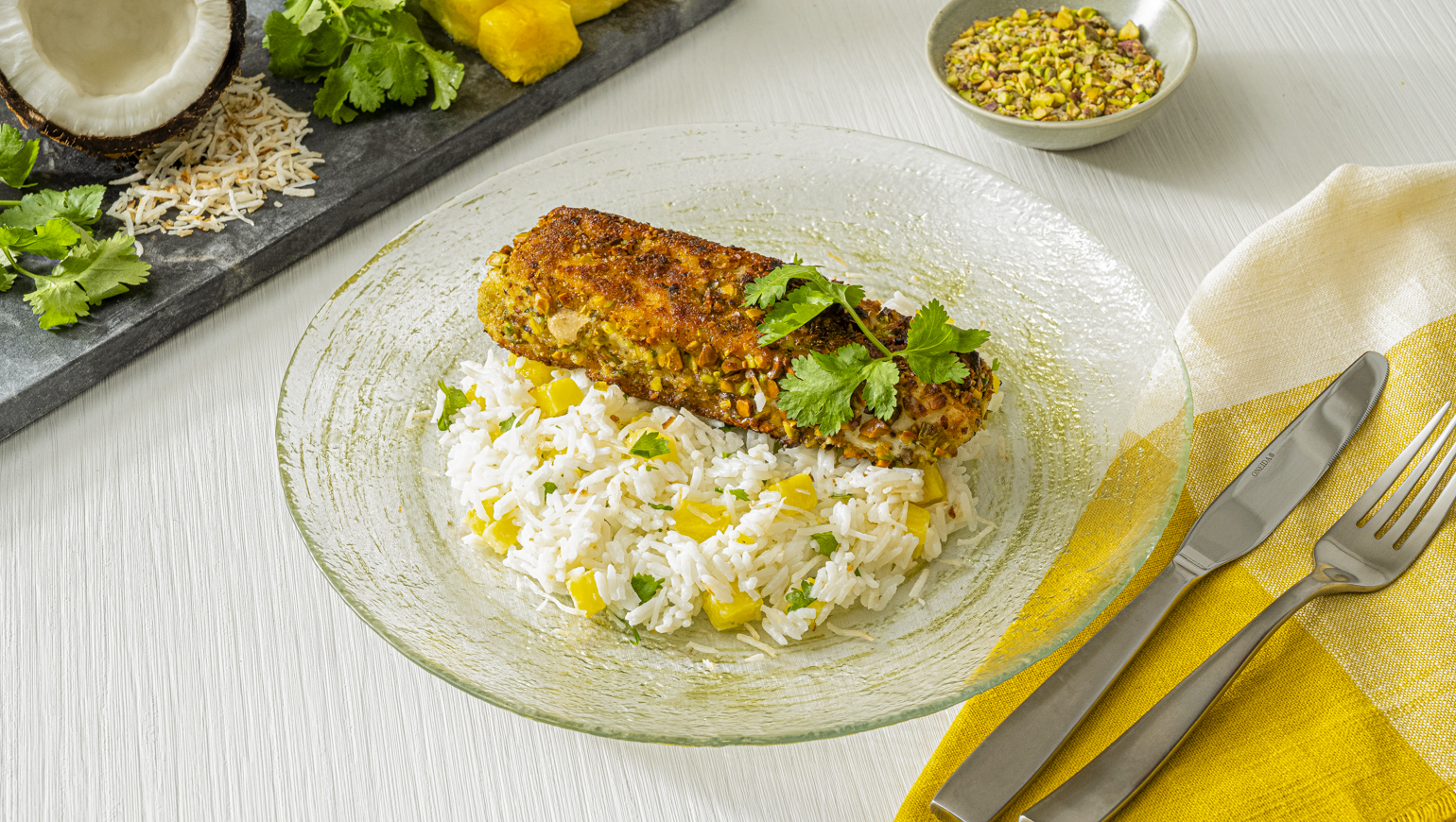 Pistachio Crusted Halibut with Jasmine Rice | Success®
