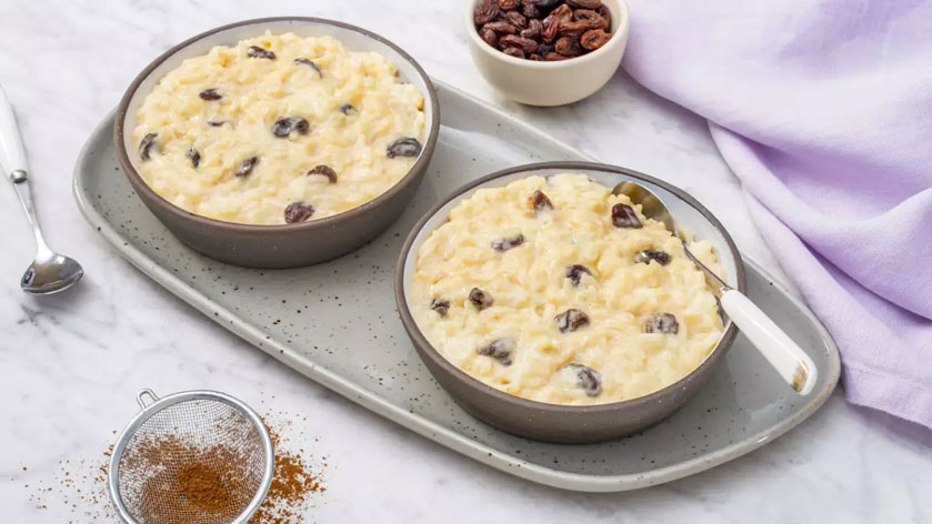 nostalgic rice pudding with evaporated milk