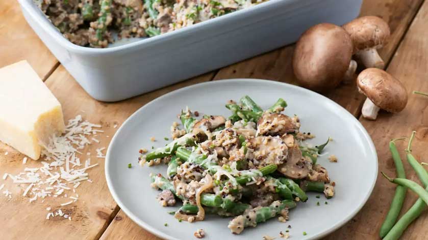 nostalgic quinoa green bean casserole