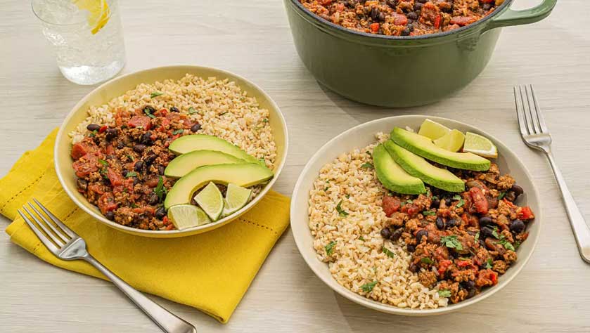 nostalgic chilli ground turkey black beans and rice