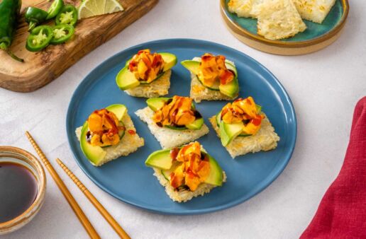 crispy rice with spicy shrimp salad