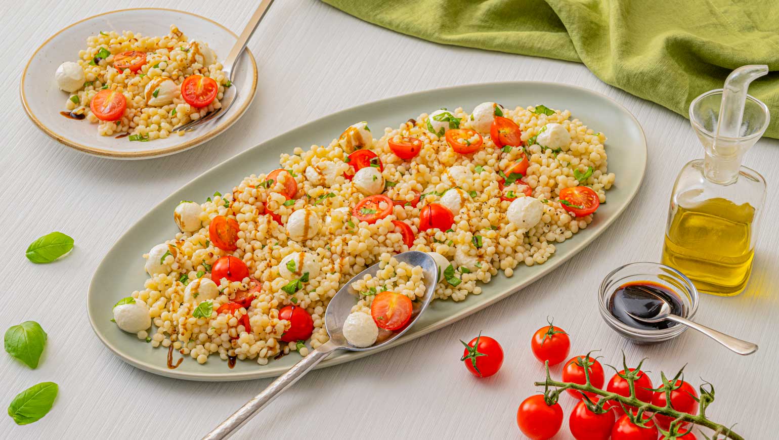 Cherry Tomato Caprese Pearl Couscous Salad Recipe