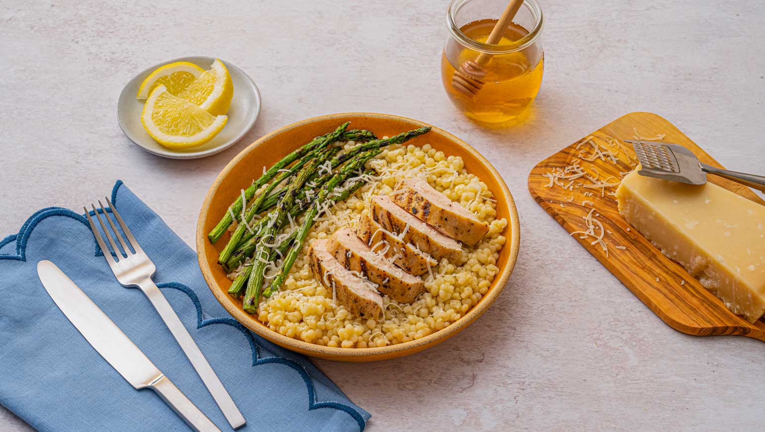 Honey Lemon Pearl Couscous &amp; Grilled Chicken Recipe