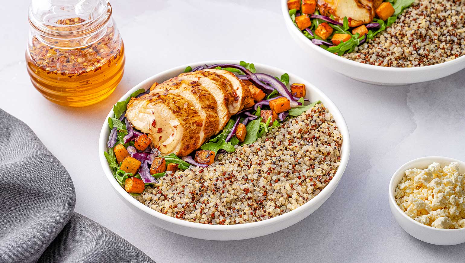 Hearty Hot Honey Chicken Grain Bowl