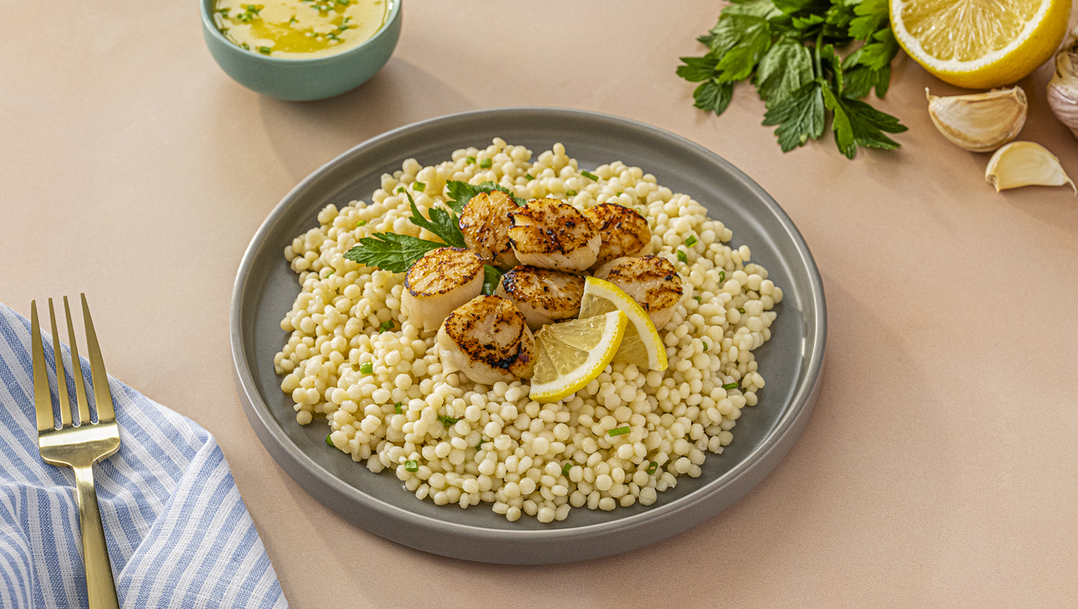Seared Scallops & Pearl Couscous