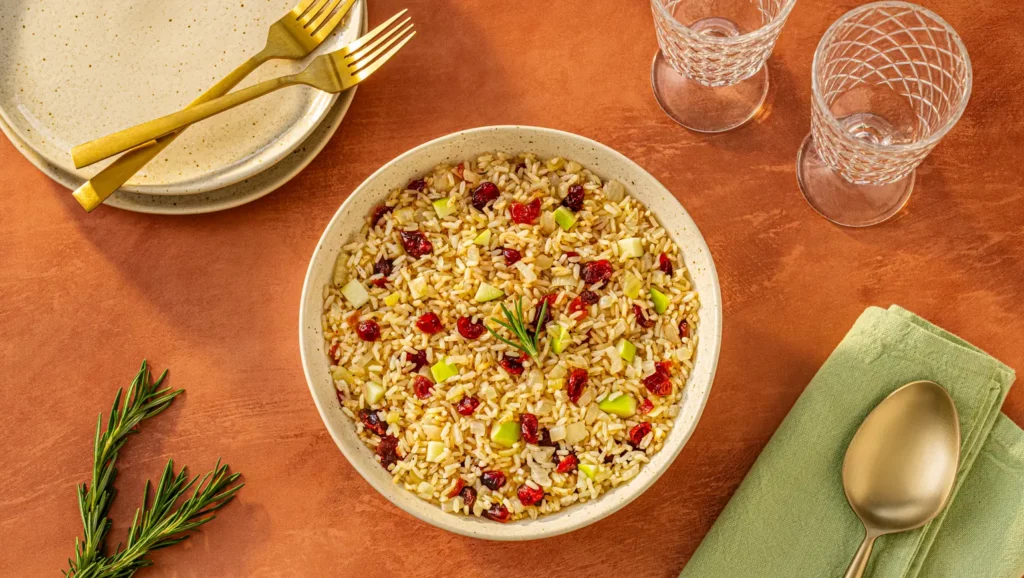 cranberry apple rice pilaf with white rice
