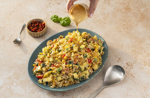 Crispy Rice Salad with Chili Crisp Tahini Dressing