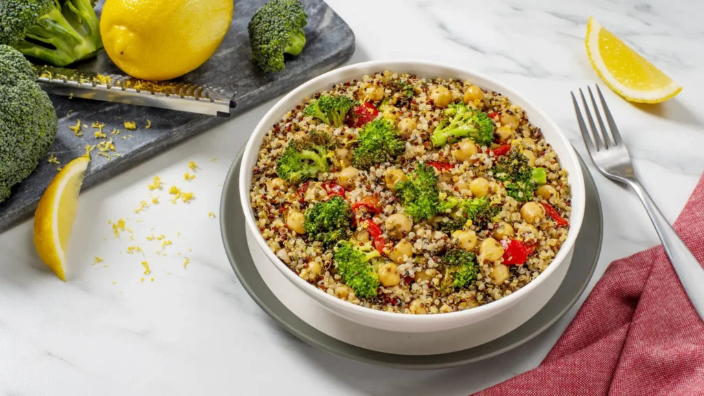 Warm Air Fryer Broccoli Quinoa Salad  
