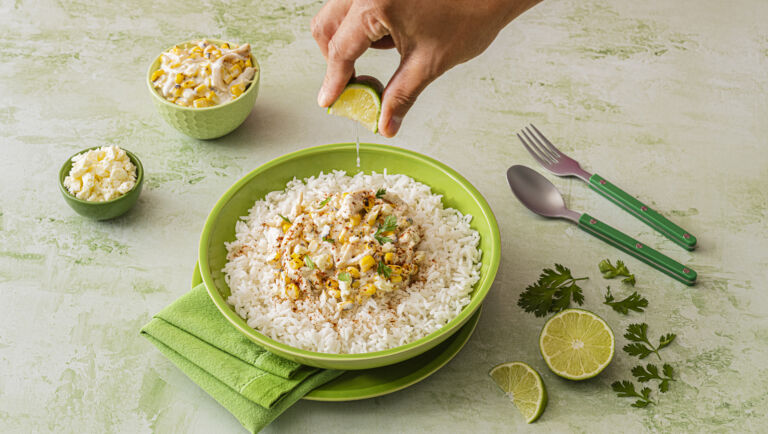 Street Corn Chicken Rice Bowl